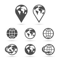 Globe earth icons set isolated on white. Vector.