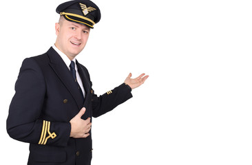 Friendly captain on a white background