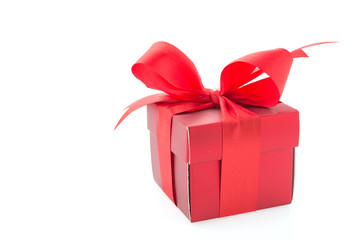 Red gift box isolated on white background
