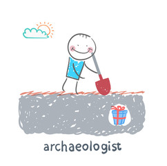 archaeologist stands on the spot where buried gift