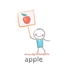 a man with a sign painted apple