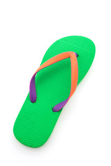 Green flip flop isolated on white background