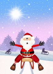 Santa Claus on sleigh