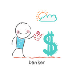 banker watering Dollar