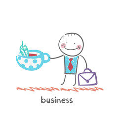 businessman drinking tea