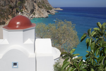 Greek church overlooking the sea