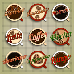 Coffee menu labels set