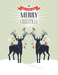 Christmas greeting card, concept with deers