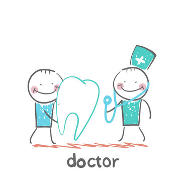physician and the patient with a sore tooth