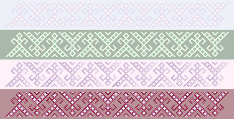 Four simple seamless traditional slavic friezes	