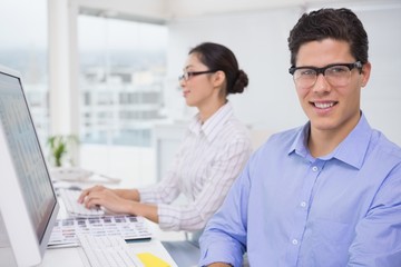 Obraz premium Creative team working at desk