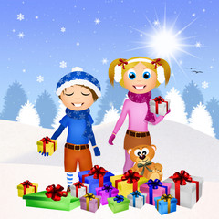 children and Christmas gifts