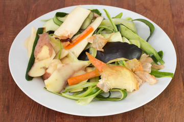 vegetable skin in plate