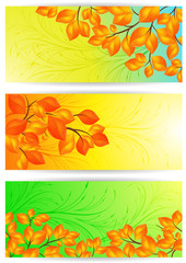 Banners with yellow leaves