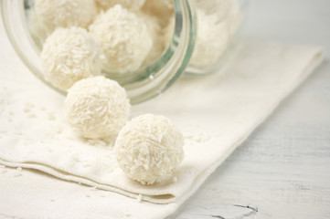 Coconut candies close-up