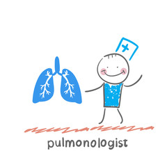 pulmonologist is standing next to a person's lungs