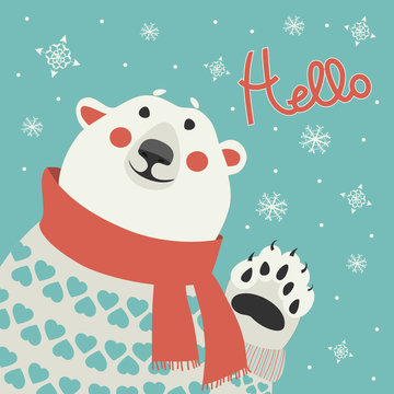 Polar bear says hello