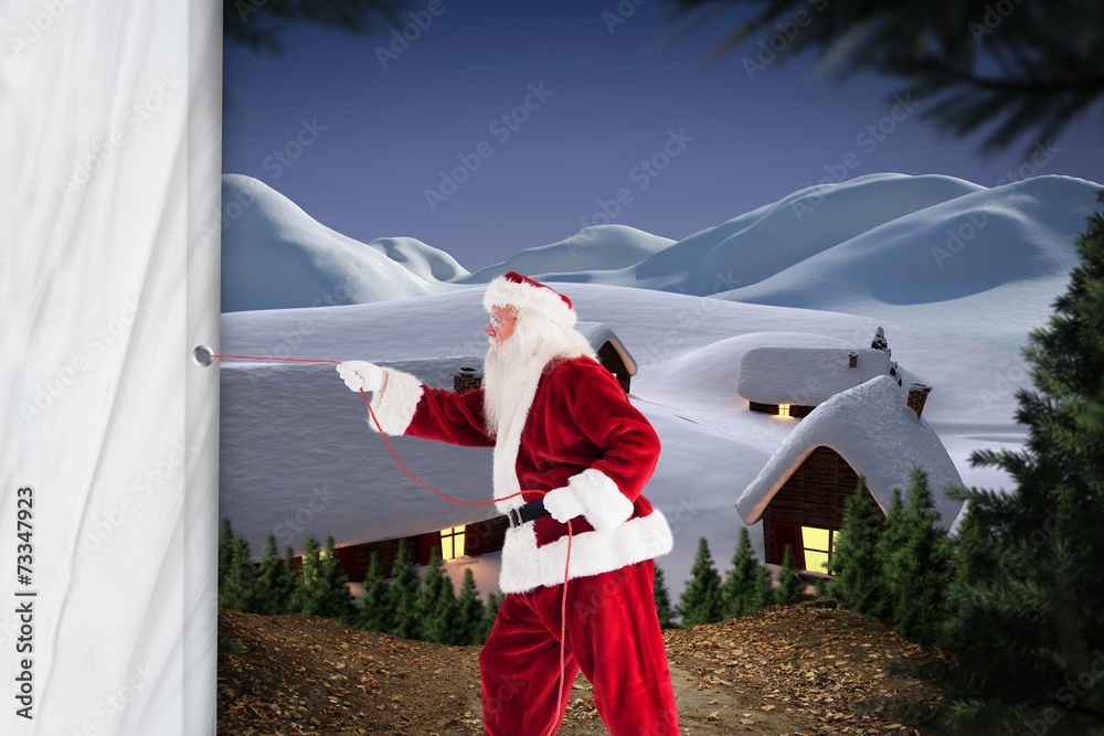 Aufkleber composite image of santa pulls something with a rope