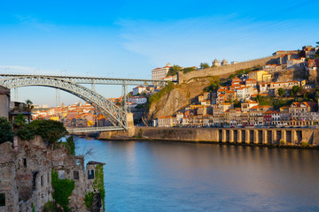 Obraz premium Bridge through River Douro in city of Porto, Portugal