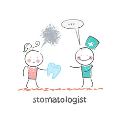 stomatologist says to the patient, who is holding a bad tooth