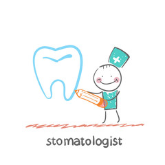 stomatologist drawing tooth