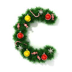 Fototapeta na wymiar Christmas tree font letter C