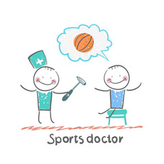 Sports doctor checking the reflexes of an athlete