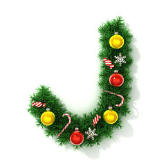 Christmas tree font letter J