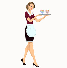 Fototapeta premium waitress with ice cream