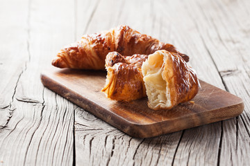 Fresh croissants on a table
