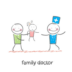 family doctor treats her mother with a child