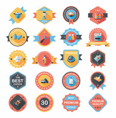 Kitchenware badge flat banner design background set, eps10