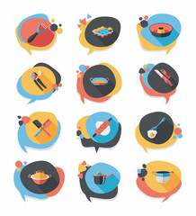 Kitchenware badge flat banner design background set, eps10