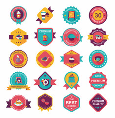 coffee badge design flat background set, eps10