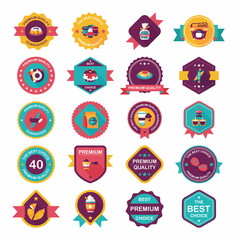 coffee badge design flat background set, eps10