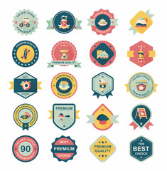 coffee badge design flat background set, eps10