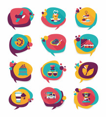 Coffee bubble speech flat banner design flat background set, eps