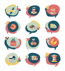 Coffee bubble speech flat banner design flat background set, eps