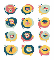 Coffee bubble speech flat banner design flat background set, eps