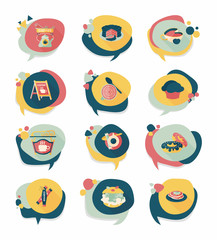 Coffee bubble speech flat banner design flat background set, eps