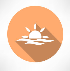 sunset in the sea icon