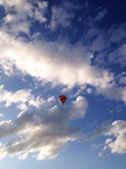 hot air balloon in the clouds