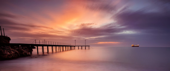 Fototapeta na wymiar A stunning sea sunrise at The Black Sea coast