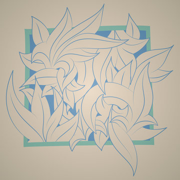 Vector stylized ornament in the shape of leaves,