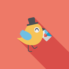 Valentine's Day lover bird flat icon with long shadow,eps10