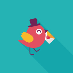 Valentine's Day lover bird flat icon with long shadow,eps10