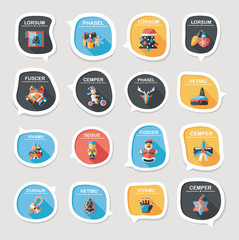 Christmas bubble speech banner design flat background set, eps10