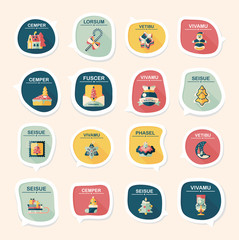 Christmas bubble speech banner design flat background set, eps10