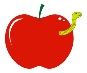 Apple with Fruit Worm