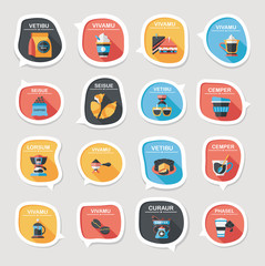 Coffee bubble speech flat banner design flat background set, eps